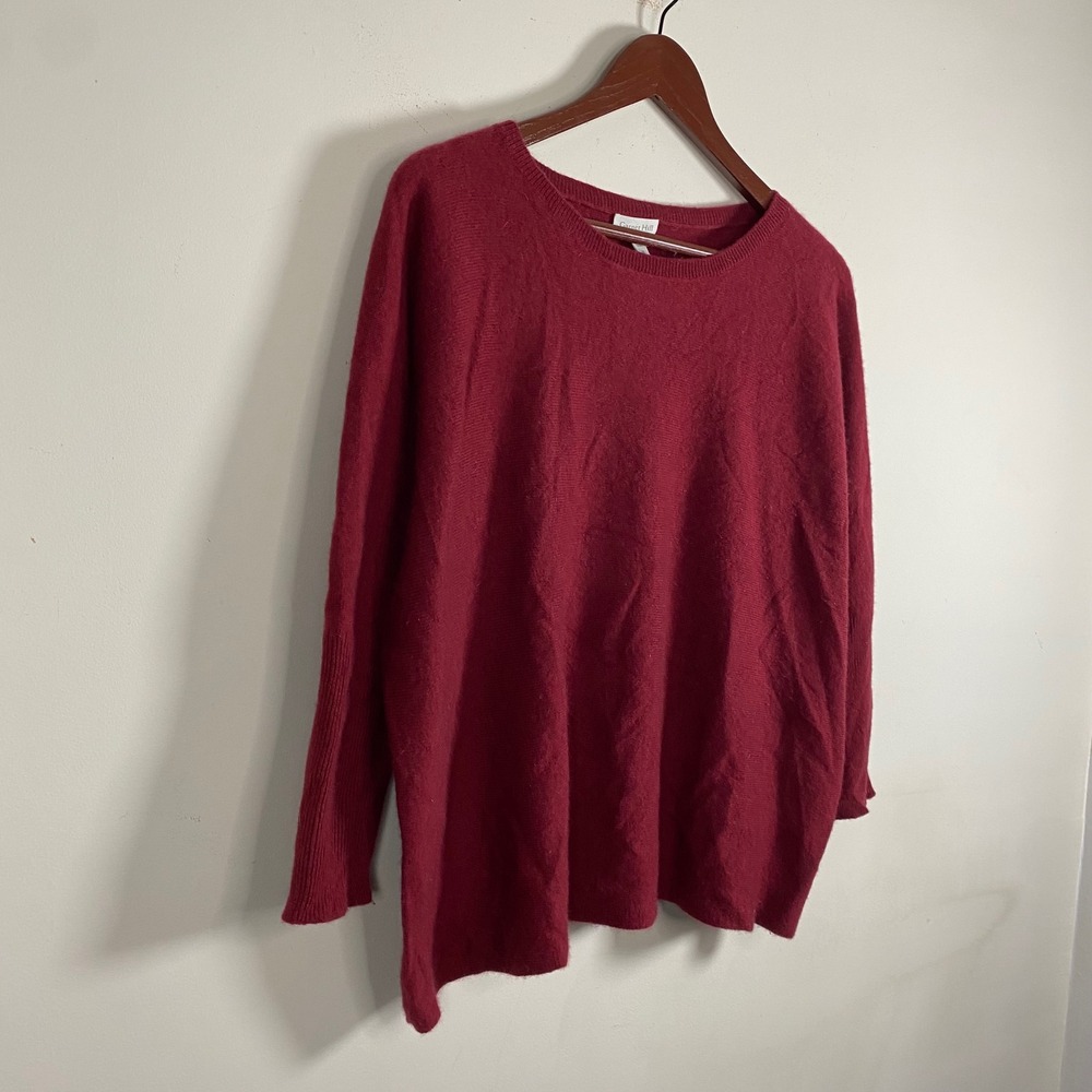 Garnet Hill 100% Cashmere Crew Neck Sweater Dolman Sleeve Merlot Red Womens Sz M - Picture 3 of 7